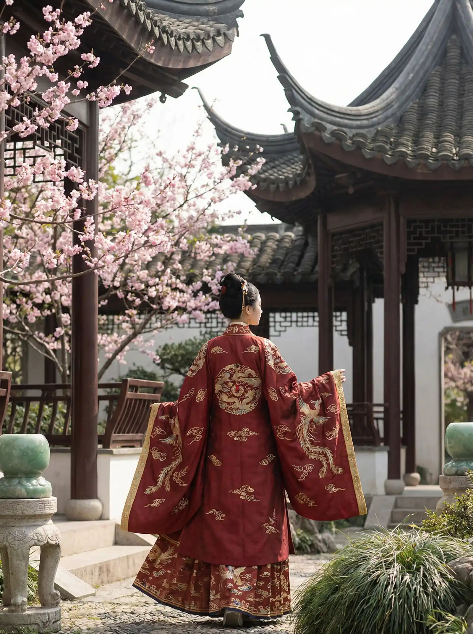 总裁情人十八天 明制汉服红色凤凰刺绣